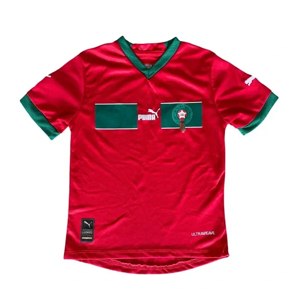Kids Morocco Soccer Jersey Set Puma FRMF Football Kit Shirt & Shorts Size 4 - Picture 2 of 14